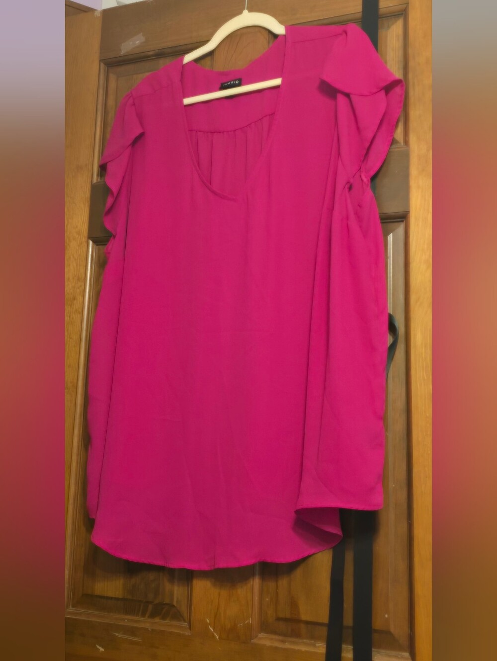 Torrid Bright Fuchsia Ruffle Sleeve Tank Top